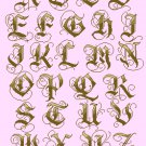 counted cross stitch pattern Old gothic gold alphabet 262*356 stitches E1681