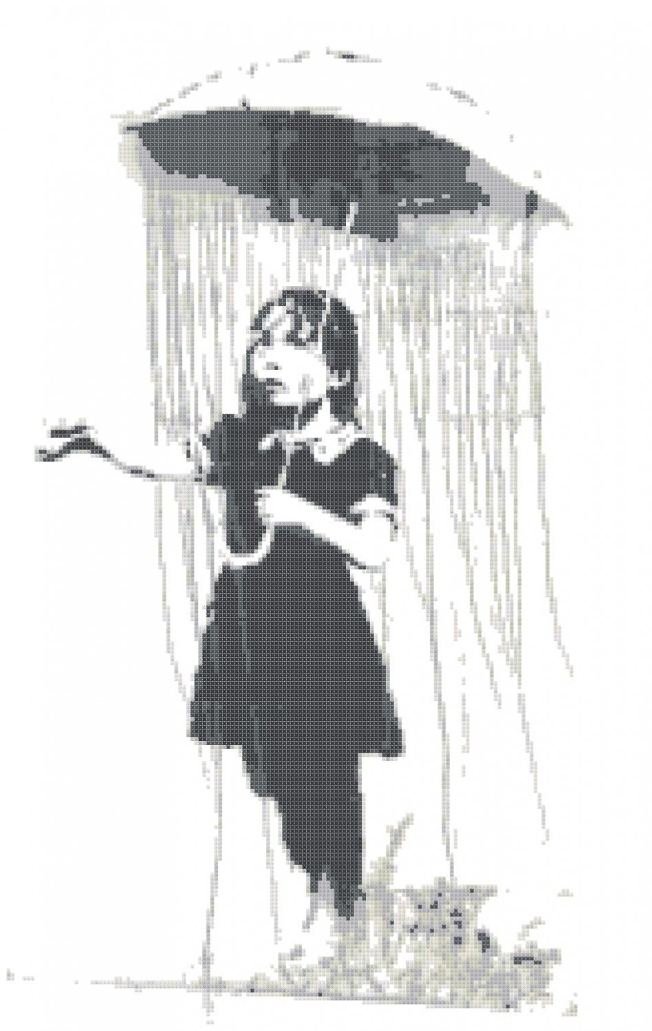 Counted Cross Stitch pattern banksy umbrella modern art 143*245 stitches E1411