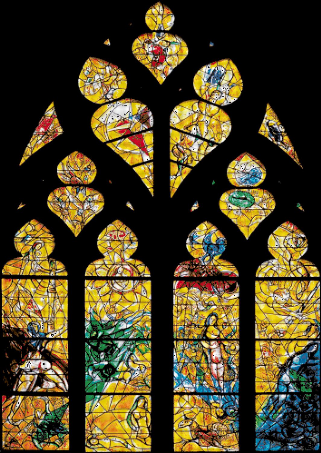 counted cross stitch pattern Chagall Metz Cathedral stained 354*499stitches E2214