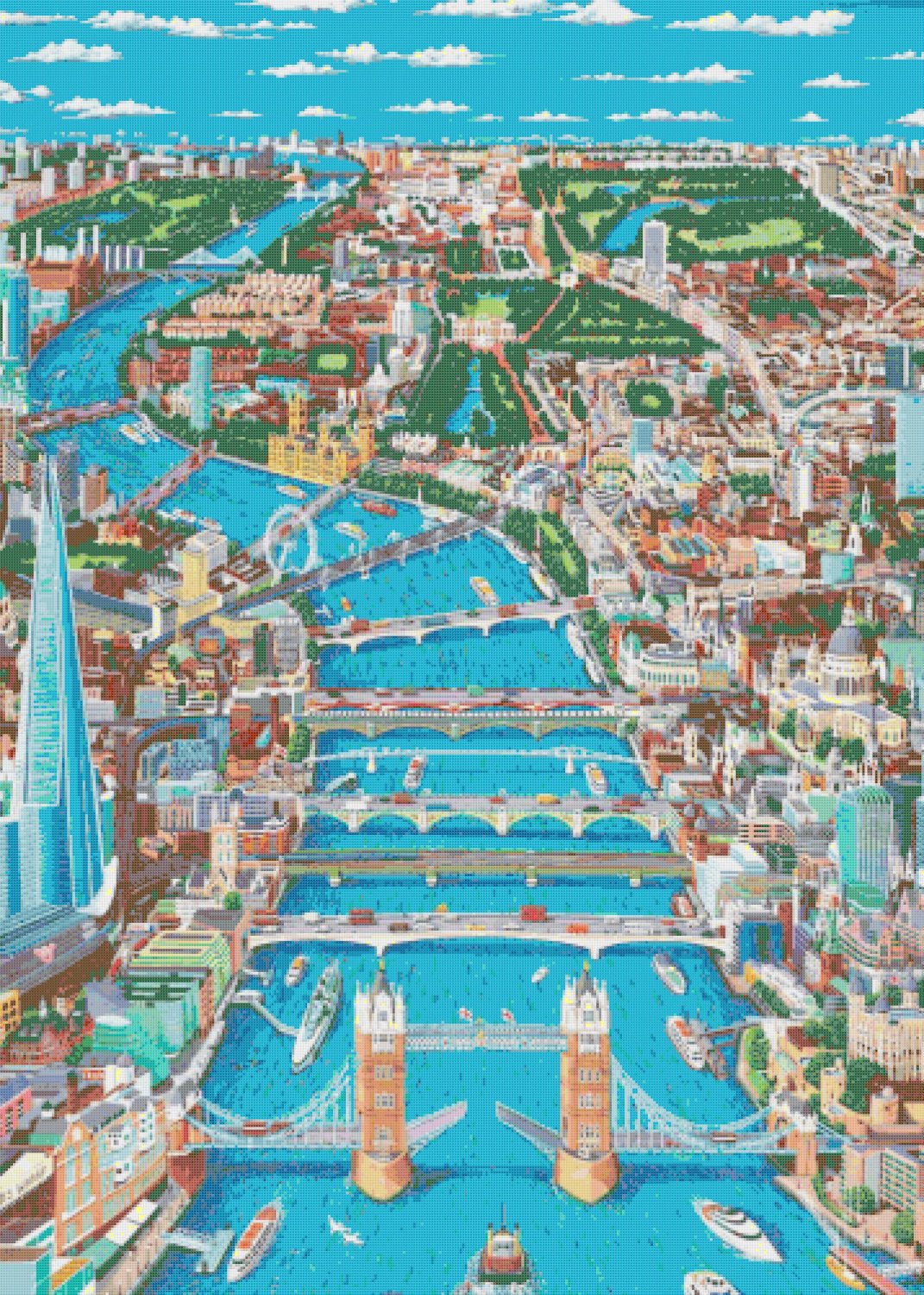 counted Cross Stitch Pattern london map view 358*501 stitches E680