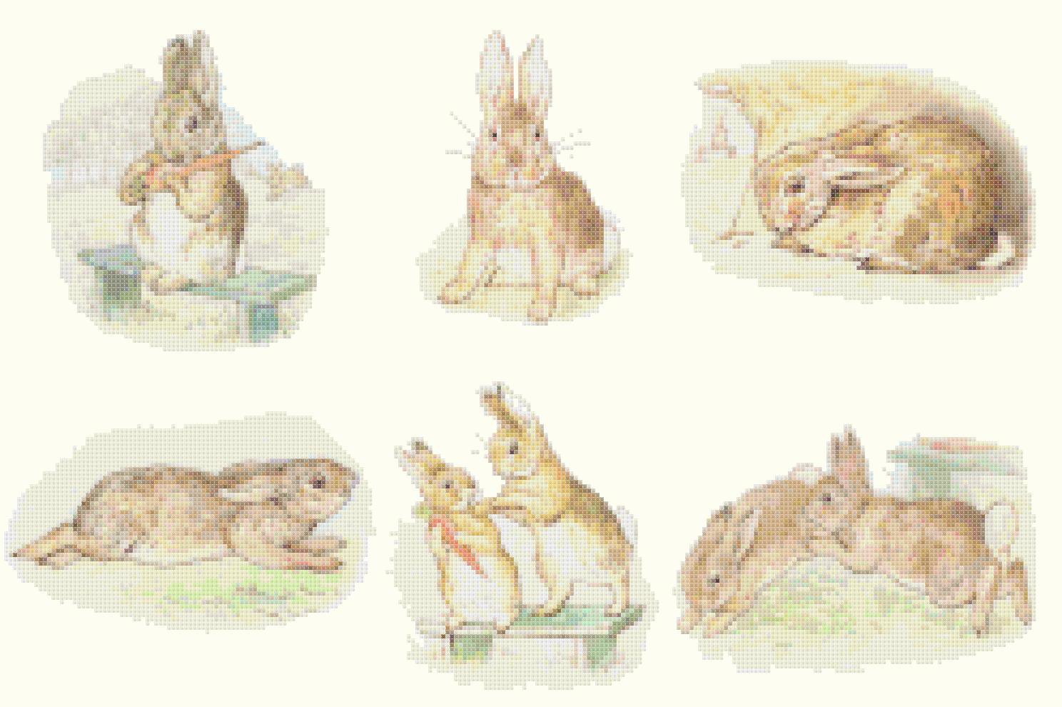 counted cross stitch pattern six scene bad rabbit Potter 241*154 stitches E1156