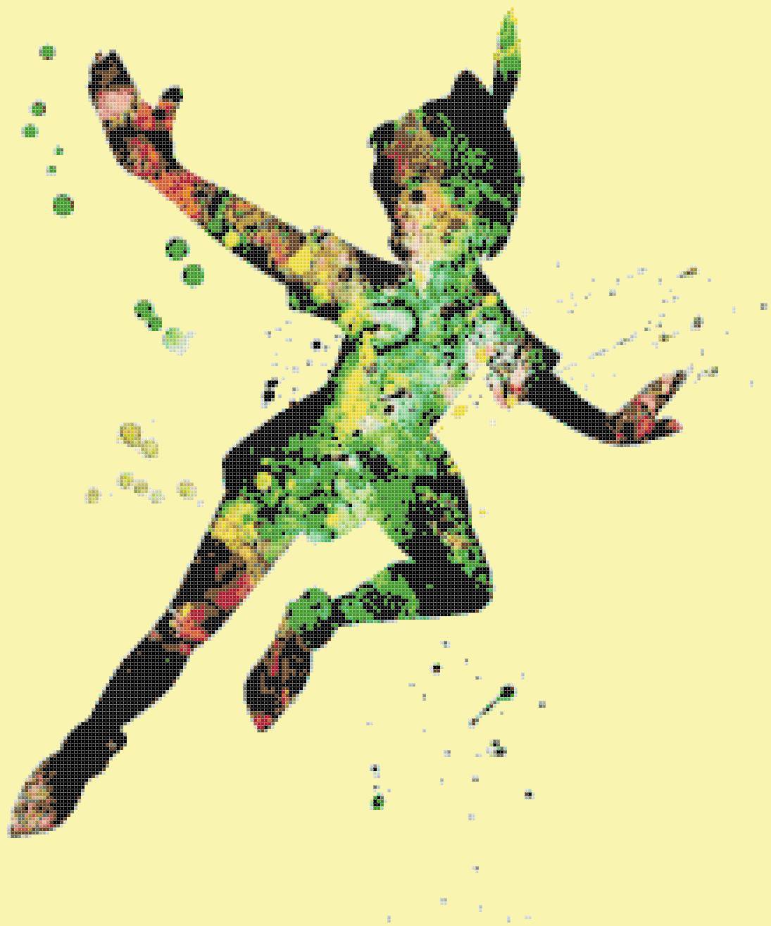 counted cross stitch pattern peter pan watercolor 331 * 237 stitches E1845