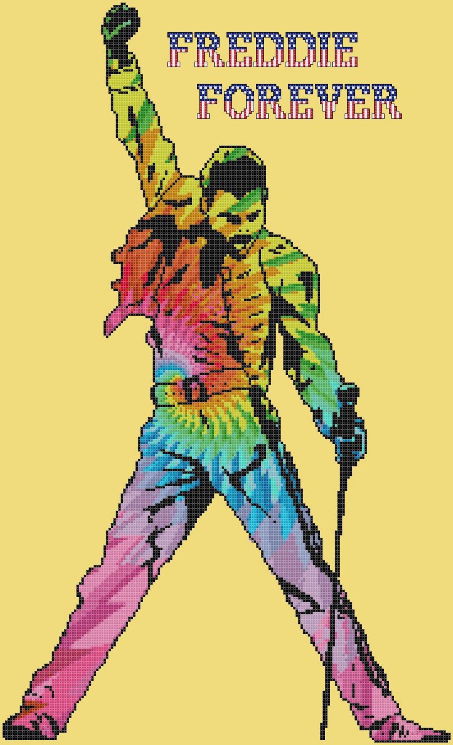 Counted Cross Stitch pattern Freddie Mercury singer 182*300 stitches E2069
