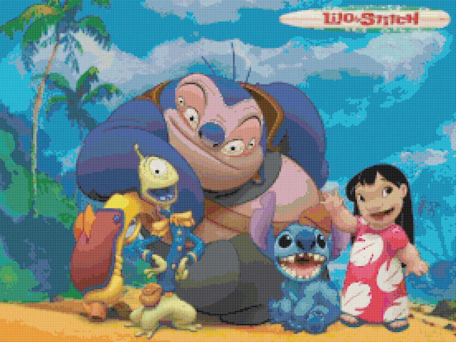 Counted Cross stitch pattern lilo and stitch ohana 276 * 207 stitches E896