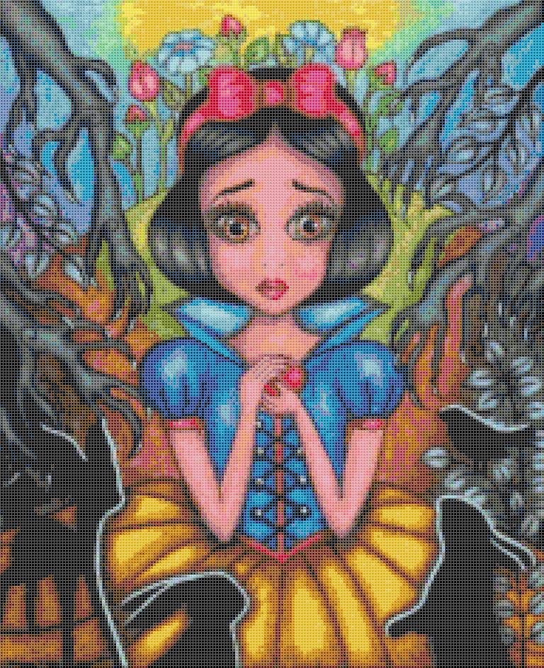 counted Cross stitch pattern Snow white stained 192 * 236 stitches E2217