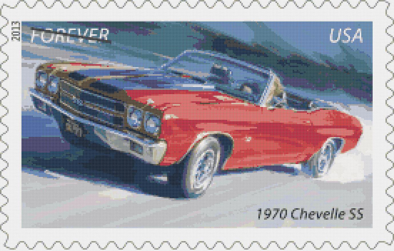 Counted Cross Stitch pattern muscle car chevelle SS 276 * 176 stitches E2074