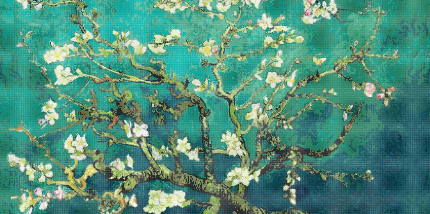 counted cross stitch pattern Almond tree Van Gogh 441 x 220 stitches E011