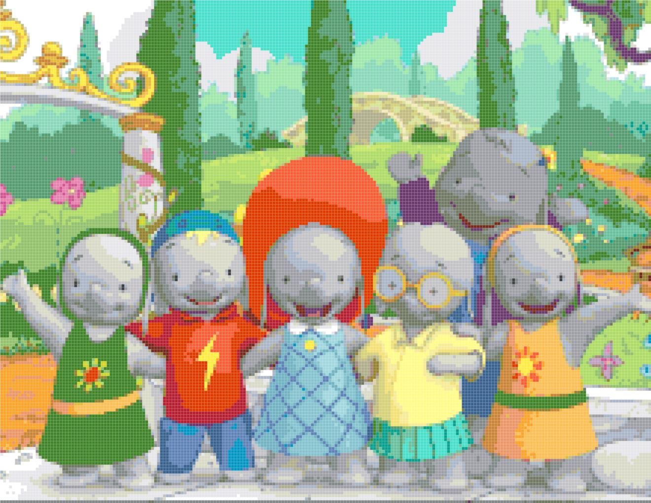 Counted cross stitch pattern - Ella the elephant  220 x 170 stitches E1045