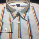 Paul Smith Mens XL Dress Shirt | White Poplin Striped (DARTED Waist 43") - NICE!