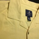 Carribean Joe Yellow Silk Floral weave Coconut Button short sleeve Medium Shirt