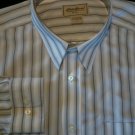 Eddie Bauer light blue striped Dobby wrinkle resist 17 - 36/37  Mens dress shirt