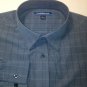 Croft & Barrow Checkered Broadcloth Blue Soft like Suede Mens Large Dress Shirt