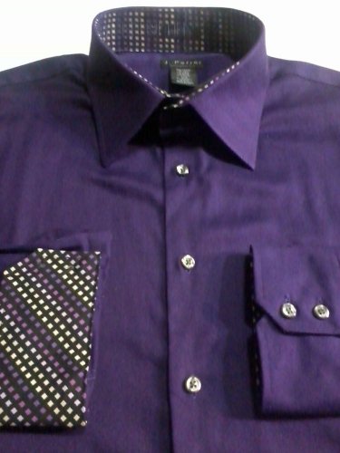J. Ferrar modern fit solid royal purple herringbone mens dress shirt