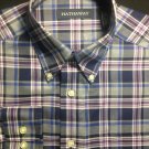 Hathaway Medium purple blue checkered non-iron button Down mens dress shirt