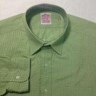 Brooks Brothers Light Green Small Checkered & Starched 16 35.5" Mens Dress Shirt