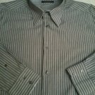 Broletto gray striped Flip Cuff Large Mens dress shirt