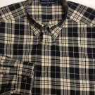 hathaway sport black/tan plaid imperial twill L mens casual shirt