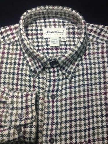 Eddie Bauer Fall Edition Brushed Twill Green/Red Vintage Mens Shirt Large $165