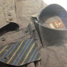 Tailorbyrd Brown Striped/Paisley Flip Cuff Large Mens Unique Dress Shirt