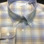 Alex Cannon Light Checkered Blue/Brown Mens Large Dress Shirt