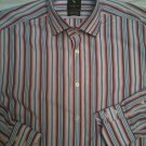 Tailorbyrd Flip Cuff Red/Blue Striped Large Mens dress shirts