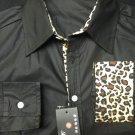 Heind Black Hologram Cheetah lining darted XL Mens Dress Shirt