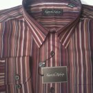 Kenneth Roberts Platinum Red Striped NWT $69.50 Mens Dress Shirt