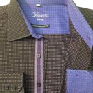 Visconti Uomo Purple Polka Dot Square Flip Cuff Mens L Casual Shirt