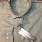 Blueforce Green Solid XXL mens 2XL 32/33 Polyester Slim Fit Fitted Dress Shirt