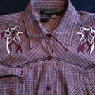 Rampage red plaid native Weatern design 15.5 - 32/33 Mens Large dress shirt