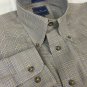 Faconnable Checkered Gray/blue Mens Medium Dress Shirt Long Sleeve