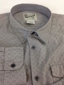 Mens XL Rollup-Button Long Sleeve Overdrive Brand Gray Geometric Dress Shirt