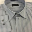 Claiborne Lt. Blue Mens Large Striped Smooth Cotton Long Sleeve Dress Shirt