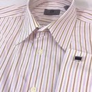 Jhane Barnes Pink Striped Men's 16" 33/34" French Cuff Cotton Dress Shirt