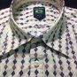 Ferrari Diamond Stiped Yellow Long Sleeve Green Label Mens Large L Dress Shirt