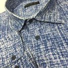 Jhane Barnes Awesome Stretch Winter Blue Mens XL Trim Fit Dress Shirt 17.5" 35"