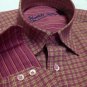 Bugatchi Uomo Checkered "Vin Rogue Pink" Rayon Weave Mens Large Dress Shirt