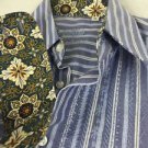 191 Unlimited Mens Floral Mauve Embroidered Stripe Small 14" 30/31" Dress Shirt