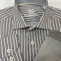 Bugatchi Uomo Striped Brown/White Mens 15.5" 34/35 Dress Shirt Smooth Thick