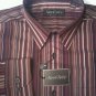 Kenneth Roberts Platinum burgundy Striped NWT Mens Large 17" 37" Dress Shirt