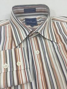 Faconnable Striped Autumn Multi-color France Men's 15" 34/35" Crisp Medium Shirt