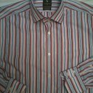 Tailorbyrd Flip Cuff Red/Blue Stripe Large Mens Multi-color Classic dress shirts