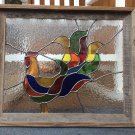 Stained Glass Rooster Panel Framed