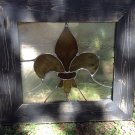 Stained Glass Fleur de lis Panel Framed