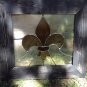 Stained Glass Fleur de lis Panel Framed