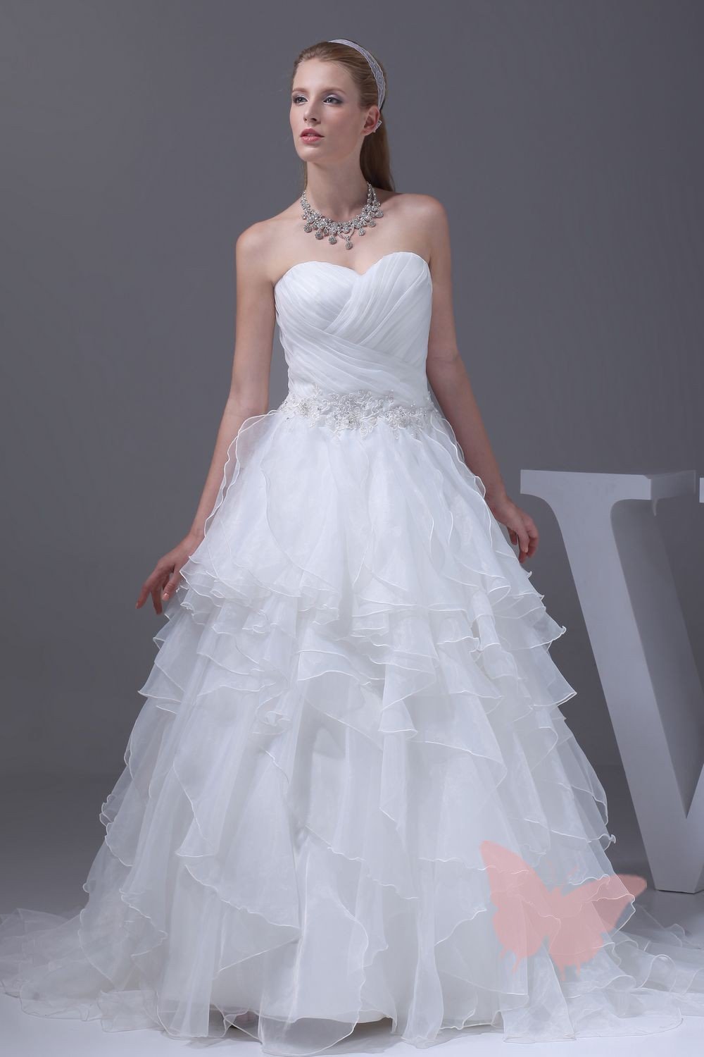 white wedding gown,wedding dress,brush train wedding gown