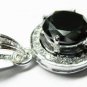 Huge AAA 6.51 CT BLACK solitaire WITH ACCENT STERLNG SILVER PENDANT graded $ 345
