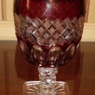Vintage Cranberry and Clear Glass Goblet
