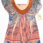NEW One World Orange/Blue Paisley Design Top Size LARGE
