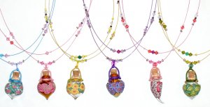 Aroma pendants with double crystal string in assorted colours